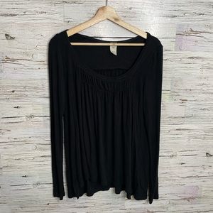 Free People Black Long Sleeve Blouse